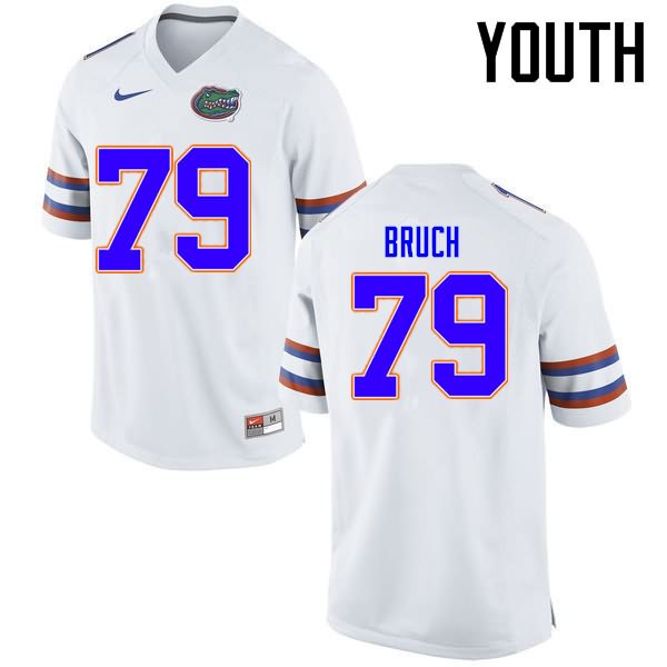 NCAA Florida Gators Dallas Bruch Youth #79 Nike White Stitched Authentic College Football Jersey HON8764US